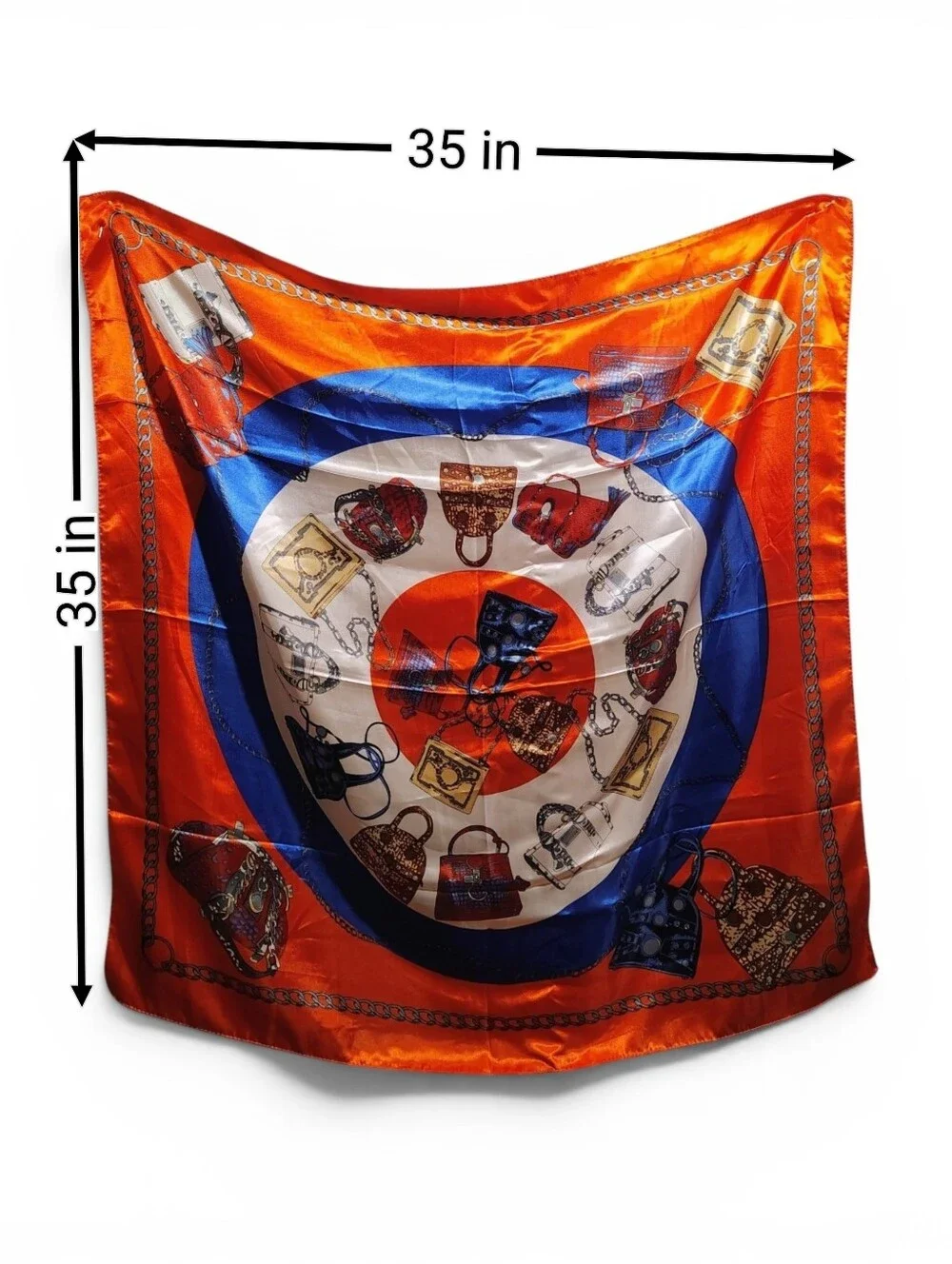 Vibrant Orange & Blue Patterned Women’s Scarf